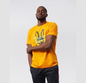 Tees Psycho Bunny Cortlandt Graphic Hombre Dorados | UA4385906