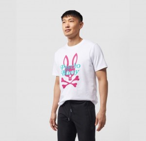Tees Psycho Bunny Cortlandt Graphic Hombre Blancos | PY9561837