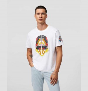 Tees Psycho Bunny Daddy Yankee X Psycho Bunny Mens Cotl Graphic Tee Hombre Blancos | YI7125309