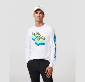Tees Psycho Bunny Dalles Graphic Long Sleeve Hombre Blancos | KV3071429