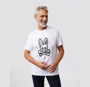 Tees Psycho Bunny Depoe Graphic Hombre Blancos | WH0135684