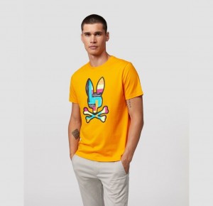 Tees Psycho Bunny Dyckman Graphic Hombre Dorados | SE7893152