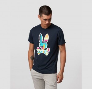 Tees Psycho Bunny Dyckman Graphic Hombre Azul Marino | YU0254793