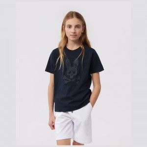 Tees Psycho Bunny Edge Graphic Tee Niños Azul Marino | BS6345127