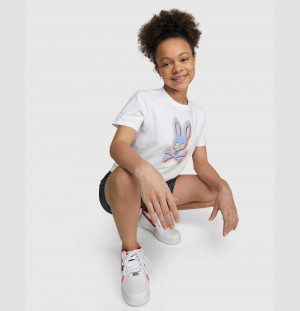 Tees Psycho Bunny Ethan Deco Bunny Tee Niños Blancos | RN1275468