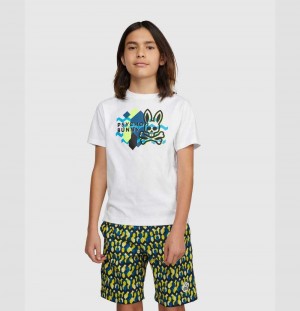 Tees Psycho Bunny Everett Tee Niños Blancos | FI3769802