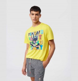 Tees Psycho Bunny Fulton Printed Graphic Tee Hombre 732 Radiant Sun | QN7243180