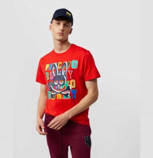 Tees Psycho Bunny Fulton Printed Graphic Tee Hombre Rojos | UY0249376