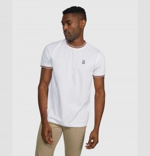 Tees Psycho Bunny Gilpin Tipped Crew Neck Tee Hombre Blancos | KJ9065382