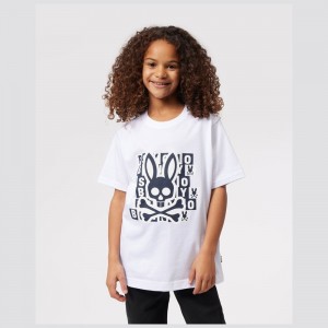Tees Psycho Bunny Hamming Bunny Graphic Tee Niños Blancos | AO9852473