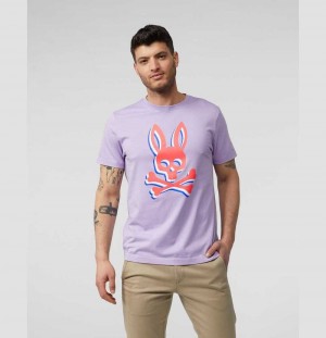 Tees Psycho Bunny Henton Graphic Tee Hombre 552 California Lilac | JI1936478