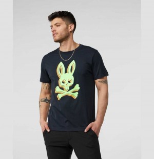 Tees Psycho Bunny Henton Graphic Tee Hombre Azul Marino | IG5843960