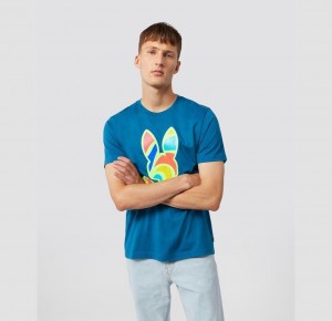 Tees Psycho Bunny Hilsboro Multi Color Bunny Hombre 434 Aegean Sea | CL7103269