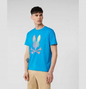 Tees Psycho Bunny Hindes Graphic Tee Hombre Azules | IZ6859104