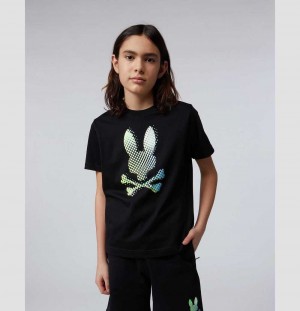Tees Psycho Bunny Hindes Graphic Tee Niños Negros | IP0184657
