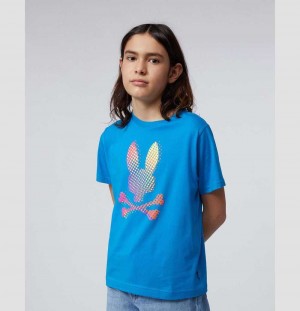 Tees Psycho Bunny Hindes Graphic Tee Niños Azules | AH6130594