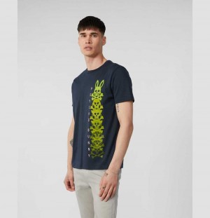 Tees Psycho Bunny Hudson Bunny Logo Tee Hombre Azul Marino | GM3529841