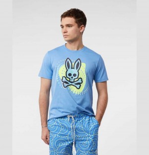 Tees Psycho Bunny Hurell Graphic Tee Hombre 425 Mountain Sky | AZ1976542