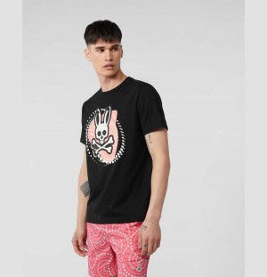 Tees Psycho Bunny Hurell Graphic Tee Hombre Negros | CB3748956