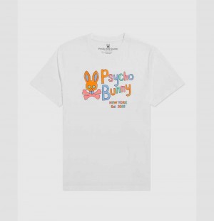 Tees Psycho Bunny Jackson Hand Drawn Tee Hombre Blancos | YZ5298734