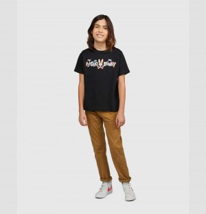 Tees Psycho Bunny Jackson Hand Drawn Tee Niños Negros | MX6291405
