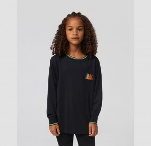 Tees Psycho Bunny Lafayette Crew Neck Long Sleeve Niños Negros | FB7318465