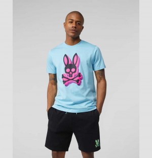 Tees Psycho Bunny Lamport Graphic Tee Hombre 452 Clear Sky | CQ0739821
