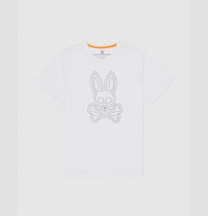 Tees Psycho Bunny Larkin Big Bunny Tee Hombre Blancos | HQ0159678
