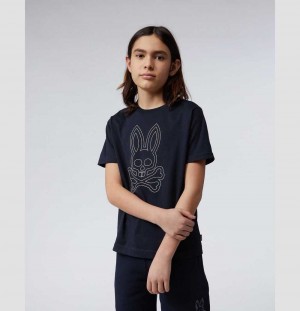 Tees Psycho Bunny Larkin Big Bunny Tee Niños Azul Marino | YI4935172