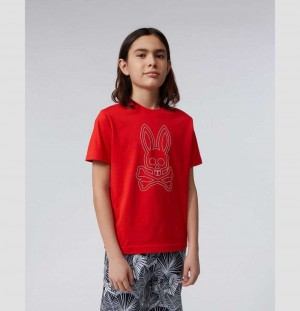 Tees Psycho Bunny Larkin Big Bunny Tee Niños Rojos | YQ1790856