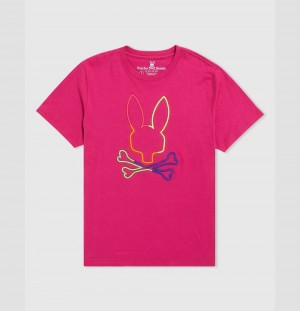Tees Psycho Bunny Leo Bunny Tee Hombre 656 Magenta Storm | NF4015623