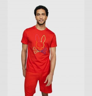 Tees Psycho Bunny Leo Bunny Tee Hombre Rojos | AV7245386