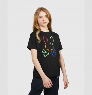 Tees Psycho Bunny Leo Bunny Tee Niños Negros | IW1708639
