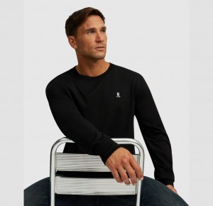 Tees Psycho Bunny Long Sleeve Classic Crew Neck Hombre Negros | TM6532407
