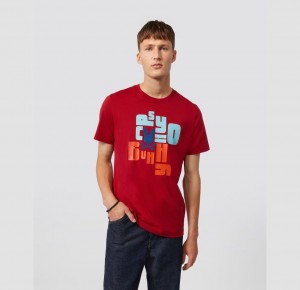 Tees Psycho Bunny Lyons Flocking Graphic Hombre Rojos | EQ4123970