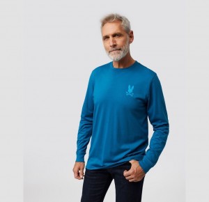 Tees Psycho Bunny Lyons Flocking Long Sleeve Hombre 434 Aegean Sea | MP3685429