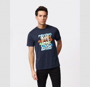 Tees Psycho Bunny Mercer Graphic Hombre Azul Marino | FN9317560