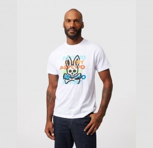 Tees Psycho Bunny Mercer Graphic Hombre Blancos | TI9236805