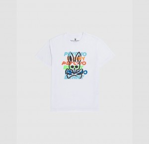 Tees Psycho Bunny Mercer Graphic Niños Blancos | DN1824753