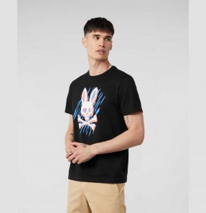 Tees Psycho Bunny Milby Graphic Tee Hombre Negros | NL8396405