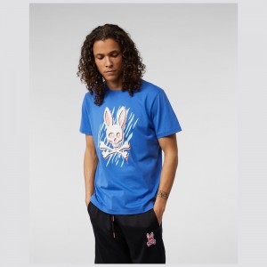 Tees Psycho Bunny Milby Graphic Tee Hombre Azul Rey | VW9061283