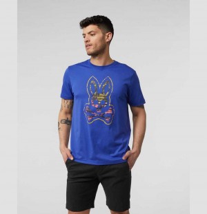 Tees Psycho Bunny Norby Graphic Tee Hombre Azules | TB6947508