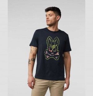 Tees Psycho Bunny Norby Graphic Tee Hombre Azul Marino | WD7103426