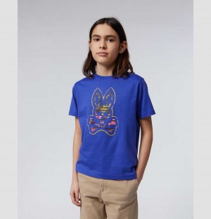 Tees Psycho Bunny Norby Graphic Tee Niños Azules | SD9208145