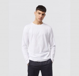 Tees Psycho Bunny Owen Bunny Long Sleeve T Shirt Hombre Blancos | OJ9642087