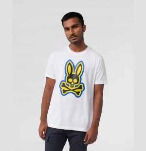 Tees Psycho Bunny Patchin Bunny Logo Tee Hombre Blancos | OI9124830