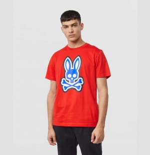 Tees Psycho Bunny Patchin Bunny Logo Tee Hombre Rojos | HO3478059