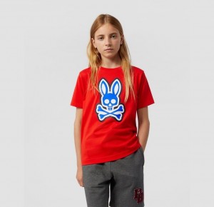 Tees Psycho Bunny Patchin T Shirt Niños Rojos | BF5712496