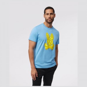 Tees Psycho Bunny Pisani Bunny Graphic Tee Hombre 426 Montana Sky | UP1349570