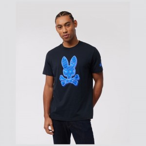 Tees Psycho Bunny Pisani Bunny Graphic Tee Hombre Azul Marino | RQ6710895